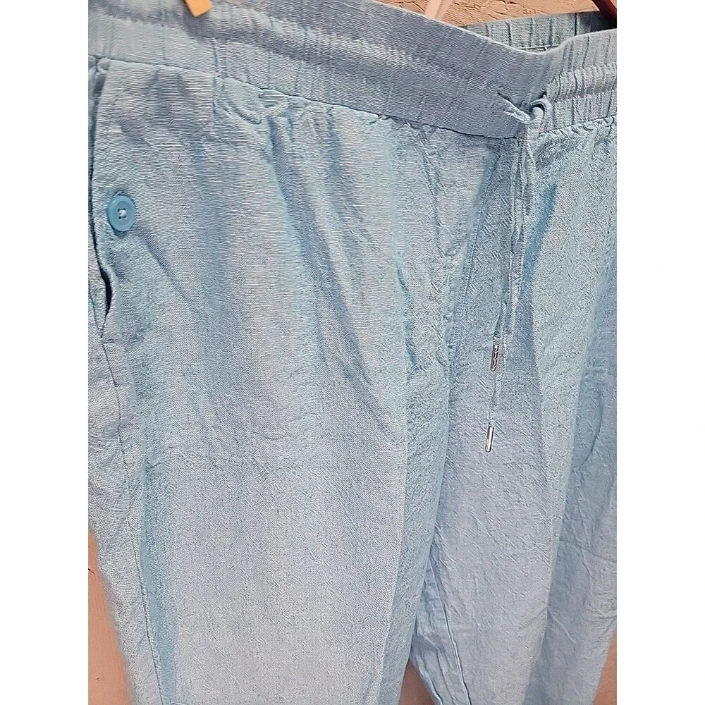 Jones New York Blue Linen Stonewash Ankle‎ Pants XL